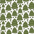 Green trees and hearts pattern on a white background Royalty Free Stock Photo
