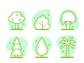 Green trees icons set. For web, polygraphy.