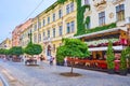 The green trees on Olha Kobylyanska Street, Chernivtsi, Ukraine