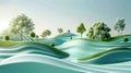 Green trees on a wavy landscape Royalty Free Stock Photo