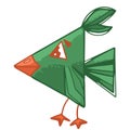 Green triangular bird for children`s room illustration vector Royalty Free Stock Photo