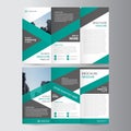 Green trifold annual report Leaflet Brochure Flyer template design, Abstract layout templates Royalty Free Stock Photo