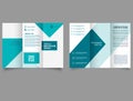 Green trifold brochure. Spring design. Business flyer template with text.