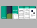 Green trifold business brochure template. Advertising leaflet.