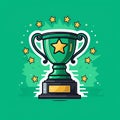 a green trophy cup on a green background with stars Royalty Free Stock Photo