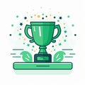 a green trophy cup on a white background with stars Royalty Free Stock Photo