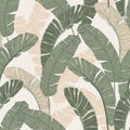 Green tropical leaves drawing seamless pattern Royalty Free Stock Photo