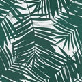 Green tropical leaves drawing seamless pattern Royalty Free Stock Photo