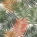 Green tropical leaves drawing seamless pattern. Abstract palm leaf silhouette background Royalty Free Stock Photo