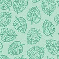 Green tropical monstera leaves seamless vector repeat pattern Royalty Free Stock Photo