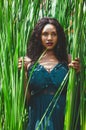 Green Tropical shoot of african american beauty