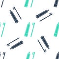 Green Tube of toothpaste and toothbrush icon isolated seamless pattern on white background. Vector Royalty Free Stock Photo