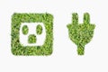 Green turf logo power plug and outlet Royalty Free Stock Photo