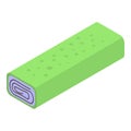 Green turkish sweet roll icon, isometric style