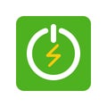 Green Turn on and turn off button, Flat icon saving energy concept