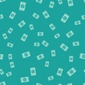 Green Turn off robot from phone icon isolated seamless pattern on green background. Vector