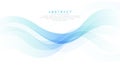 Green turquoise and bright blue gradient abstract wave lines banner on white background. Modern simple flowing wave creative