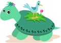 Green Turtle with Blue Bird Royalty Free Stock Photo