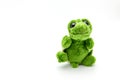 Green turtle doll with happy emotion isolated on white Royalty Free Stock Photo