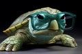 Green turtle glasses funny. Generate Ai