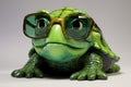 Green turtle glasses funny. Generate Ai