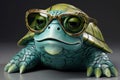 Green turtle glasses funny. Generate Ai