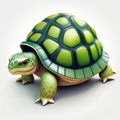 Green Turtle Illistration on White Background - AI Generative