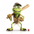 Charming 3d Pixar Cricket With Baseball Bat And Ball