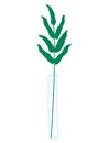 Green twig in a tall narrow glass vase on a white background. Vector design elements Royalty Free Stock Photo