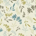 Green twigs seamless pattern