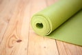 Green twisted rug for fitness Royalty Free Stock Photo