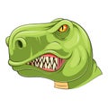 Green tyrannosaurus head mascot