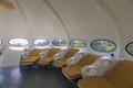 Green UFO plastic Futuro house designed by Matti Suuronen. Royalty Free Stock Photo