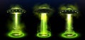 Green ufo spaceship with beam 3d effect vector Royalty Free Stock Photo