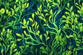 Green underwater seaweed seamless pattern background Royalty Free Stock Photo