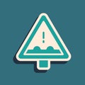Green Uneven road ahead sign. Warning road icon isolated on green background. Traffic rules and safe driving. Long
