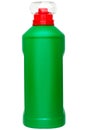 Green unlable plastic bottle with detergent. Royalty Free Stock Photo