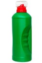 Green unlable plastic bottle for detergent. Royalty Free Stock Photo