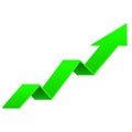 Green UP arrow. Financial indication sign