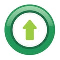 Green up arrow inside a circular button symbolizing growth and progress Royalty Free Stock Photo