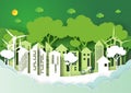 Green urban city paper art style Royalty Free Stock Photo