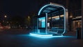 green urban hub: modern bus stop with eco-conscious design.ai generated