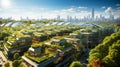 Green Urban Planning Cityscape Featuring Sustainable Elements Royalty Free Stock Photo