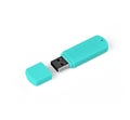 Green usb flash drive on a white background. Royalty Free Stock Photo
