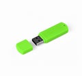 Green usb flash drive on a white background. Royalty Free Stock Photo