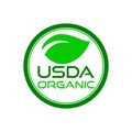 Green USDA organic sign isolated on white background