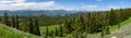 Green Valley Below Beartooth Mountains Panorama Royalty Free Stock Photo