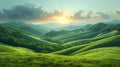 Green Valley With Mountains Painting Royalty Free Stock Photo