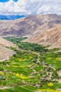 The green valley surrounded by mountains, ladakh, india