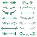 Green Vector decorative monograms and calligraphic borders. Template signage, logo, label, sticker. Classic design element wedding